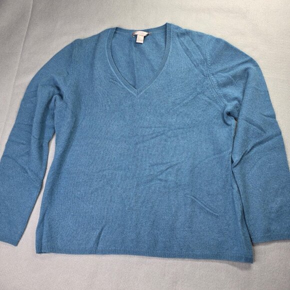 Charter Club Sweater Womens XL Blue Cashmere Pullover V Neck Soft Lightweight - Picture 1 of 8